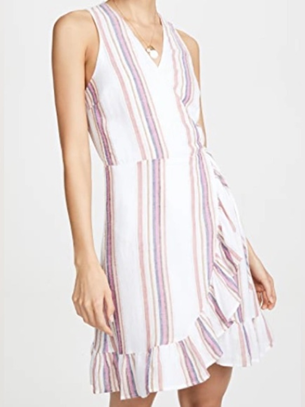 Rails Madison Jewel Stripe Linen Blend Wrap Dress Size Small